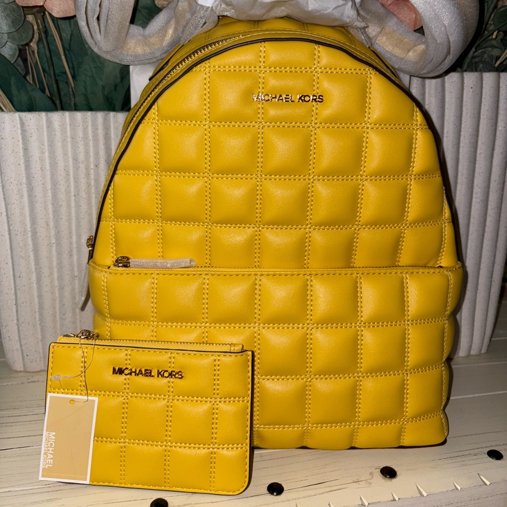 Michael Kors Yellow Quilted Backpack